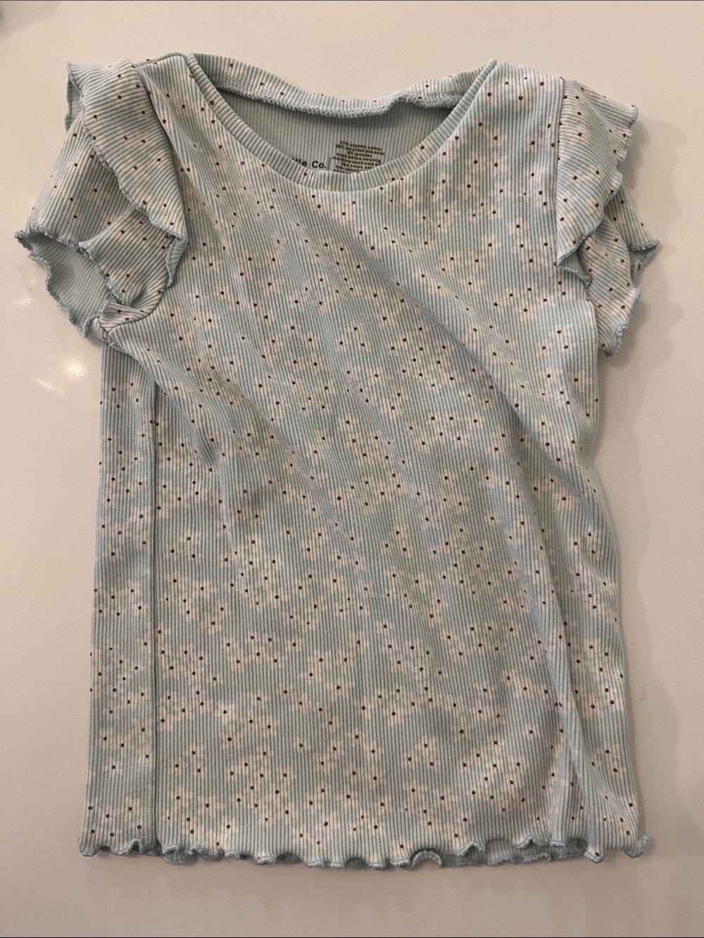 2T/3T Light Blue Ribbed Flutter Sleeve Tee